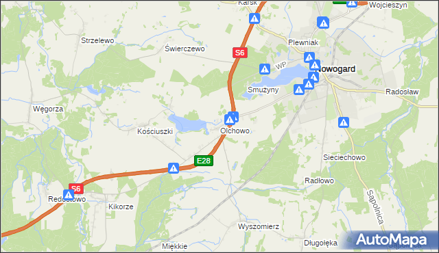 mapa Olchowo gmina Nowogard, Olchowo gmina Nowogard na mapie Targeo