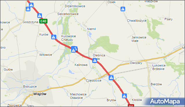 mapa Oleśnica Mała, Oleśnica Mała na mapie Targeo