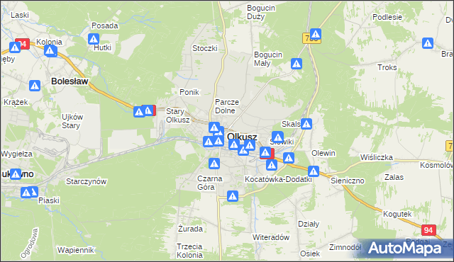 mapa Olkusz, Olkusz na mapie Targeo