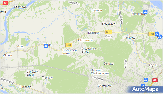 mapa Olszewnica Stara, Olszewnica Stara na mapie Targeo