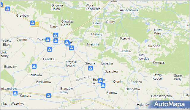 mapa Olszowiec gmina Iłów, Olszowiec gmina Iłów na mapie Targeo