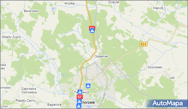 mapa Opaleniec, Opaleniec na mapie Targeo