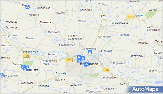 mapa Opatkowice gmina Proszowice, Opatkowice gmina Proszowice na mapie Targeo