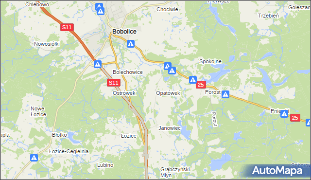 mapa Opatówek gmina Bobolice, Opatówek gmina Bobolice na mapie Targeo