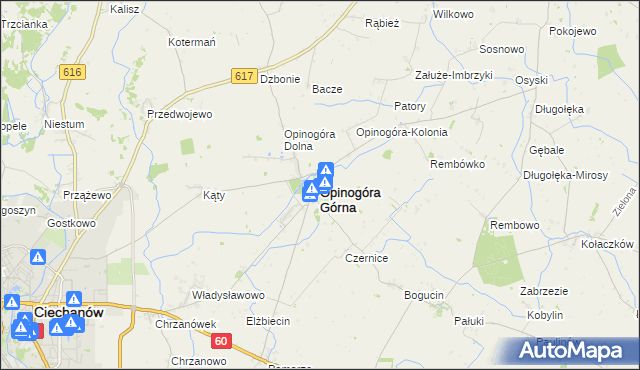 mapa Opinogóra Górna, Opinogóra Górna na mapie Targeo