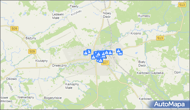 mapa Orneta powiat lidzbarski, Orneta powiat lidzbarski na mapie Targeo