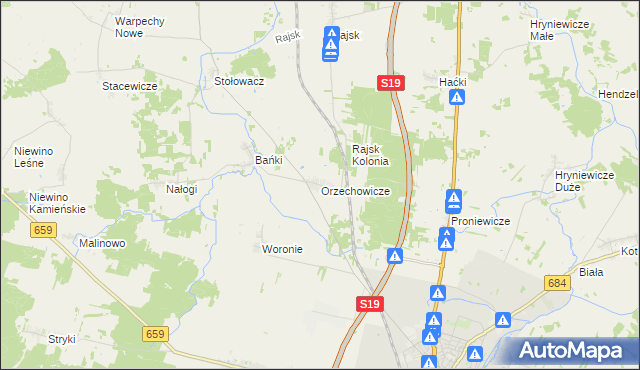 mapa Orzechowicze, Orzechowicze na mapie Targeo