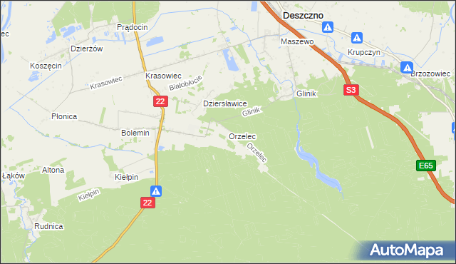 mapa Orzelec, Orzelec na mapie Targeo