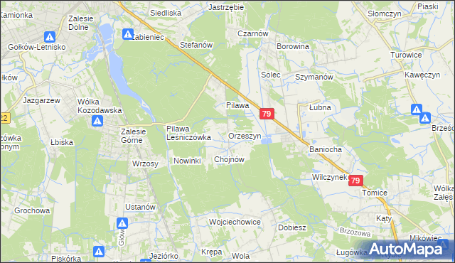 mapa Orzeszyn, Orzeszyn na mapie Targeo