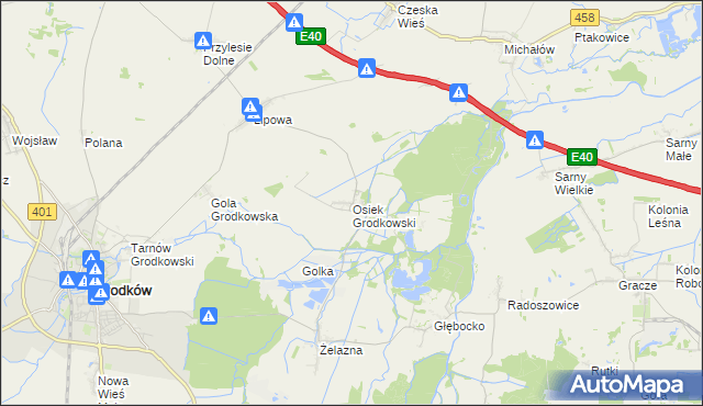 mapa Osiek Grodkowski, Osiek Grodkowski na mapie Targeo