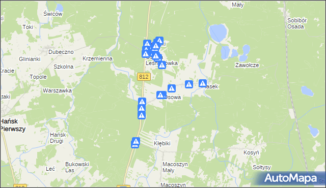 mapa Osowa gmina Hańsk, Osowa gmina Hańsk na mapie Targeo