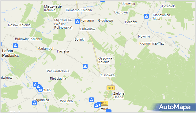mapa Ossówka Kolonia, Ossówka Kolonia na mapie Targeo
