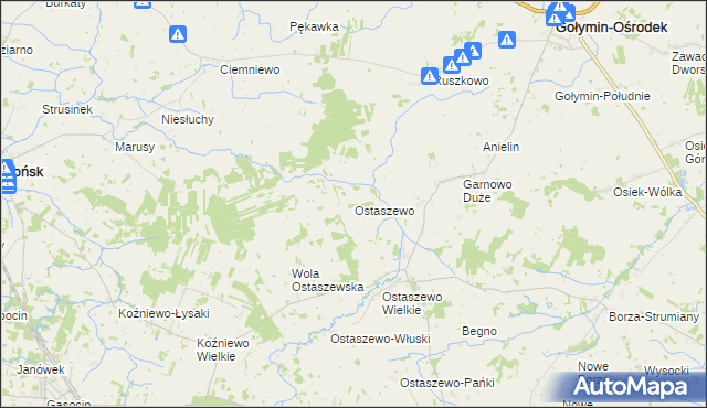 mapa Ostaszewo gmina Sońsk, Ostaszewo gmina Sońsk na mapie Targeo