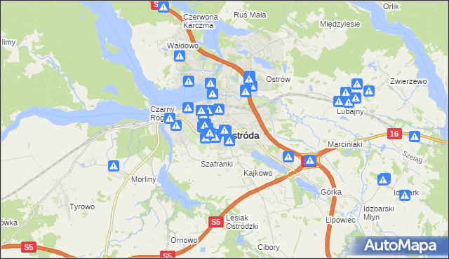 mapa Ostróda, Ostróda na mapie Targeo