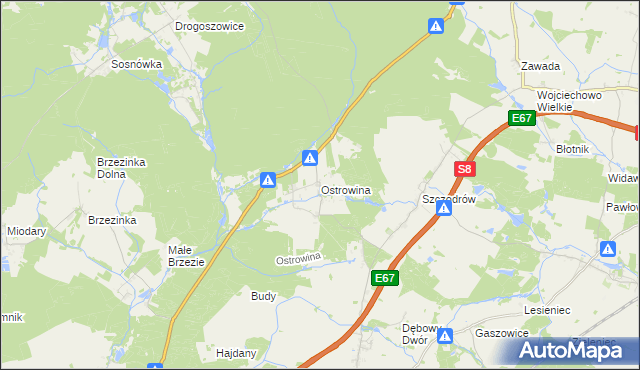 mapa Ostrowina, Ostrowina na mapie Targeo