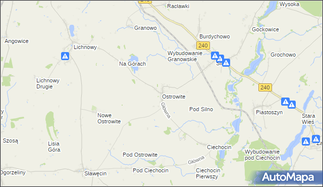 mapa Ostrowite gmina Chojnice, Ostrowite gmina Chojnice na mapie Targeo
