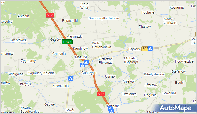 mapa Ostrożeń Pierwszy, Ostrożeń Pierwszy na mapie Targeo
