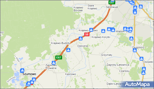 mapa Ostrożne, Ostrożne na mapie Targeo