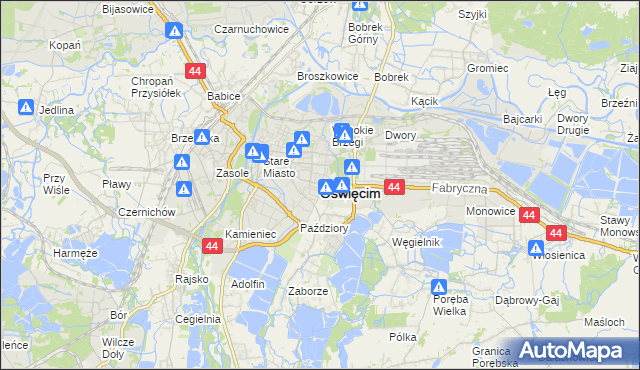 mapa Oświęcimia, Oświęcim na mapie Targeo