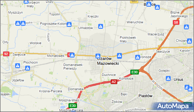 mapa Ożarów Mazowiecki, Ożarów Mazowiecki na mapie Targeo