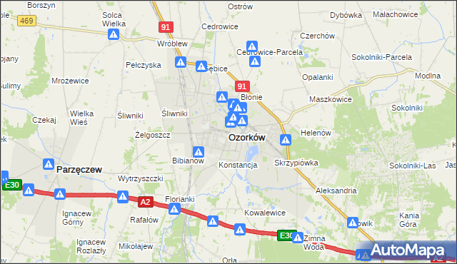 mapa Ozorków, Ozorków na mapie Targeo