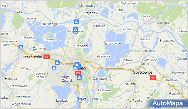 mapa Palczowice, Palczowice na mapie Targeo