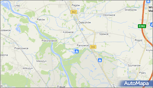 mapa Paniowice, Paniowice na mapie Targeo