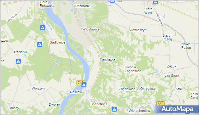 mapa Parchatka, Parchatka na mapie Targeo