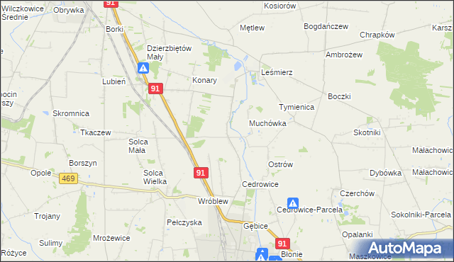 mapa Parzyce gmina Ozorków, Parzyce gmina Ozorków na mapie Targeo