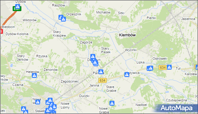 mapa Pasek gmina Klembów, Pasek gmina Klembów na mapie Targeo