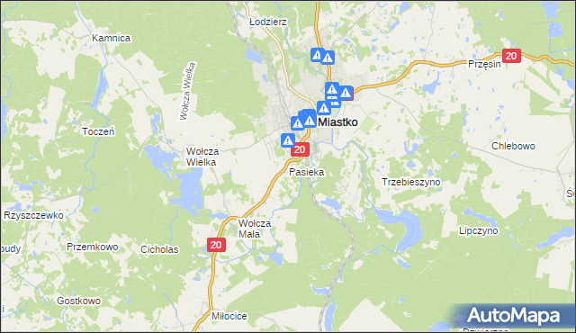 mapa Pasieka gmina Miastko, Pasieka gmina Miastko na mapie Targeo