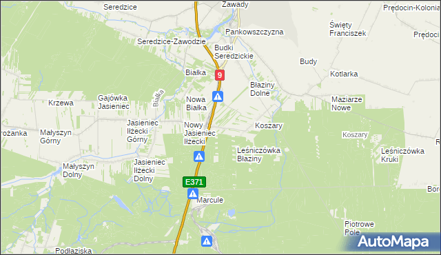 mapa Pastwiska gmina Iłża, Pastwiska gmina Iłża na mapie Targeo