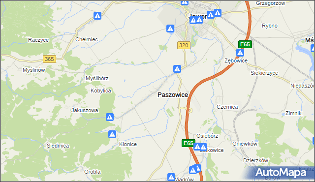 mapa Paszowice, Paszowice na mapie Targeo