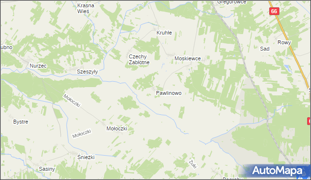 mapa Pawlinowo, Pawlinowo na mapie Targeo