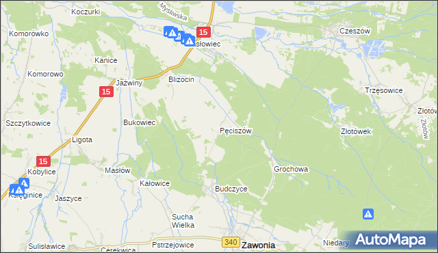 mapa Pęciszów, Pęciszów na mapie Targeo