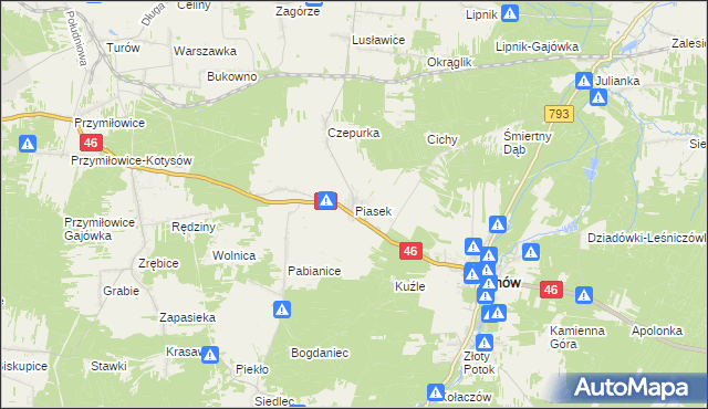 mapa Piasek gmina Janów, Piasek gmina Janów na mapie Targeo