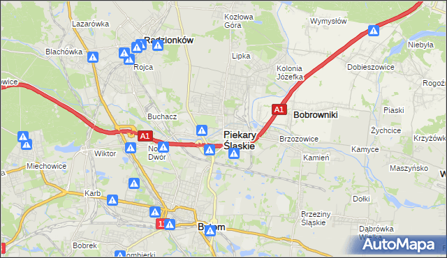 mapa Piekary Śląskie, Piekary Śląskie na mapie Targeo