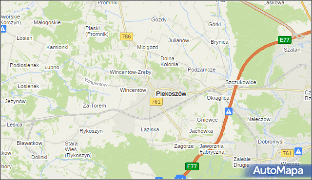 mapa Piekoszów, Piekoszów na mapie Targeo