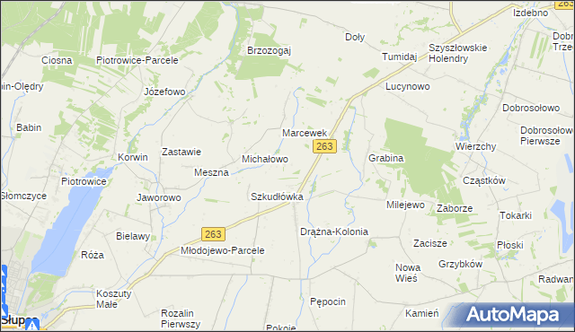 mapa Pieńki gmina Ostrowite, Pieńki gmina Ostrowite na mapie Targeo