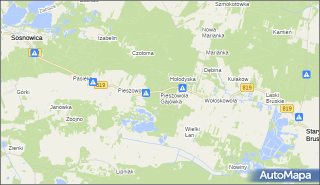 mapa Pieszowola Gajówka, Pieszowola Gajówka na mapie Targeo