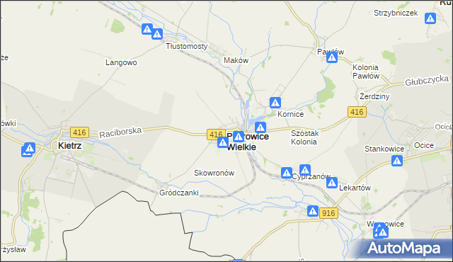 mapa Pietrowice Wielkie, Pietrowice Wielkie na mapie Targeo