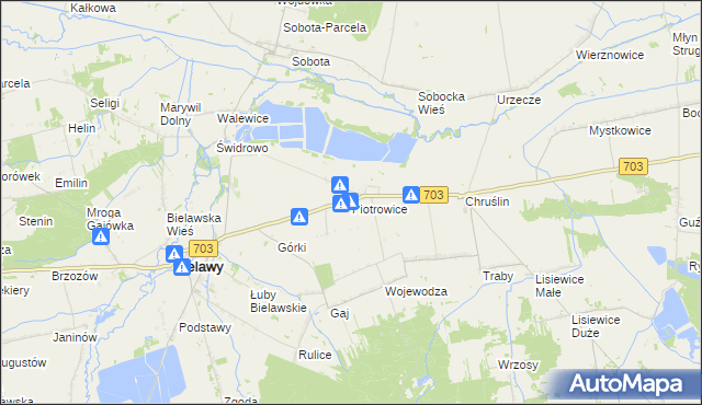 mapa Piotrowice gmina Bielawy, Piotrowice gmina Bielawy na mapie Targeo