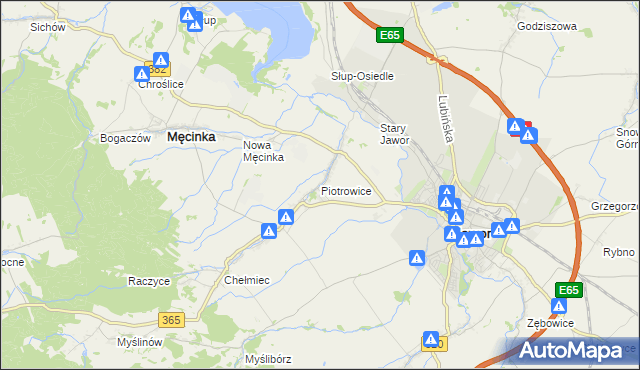 mapa Piotrowice gmina Męcinka, Piotrowice gmina Męcinka na mapie Targeo