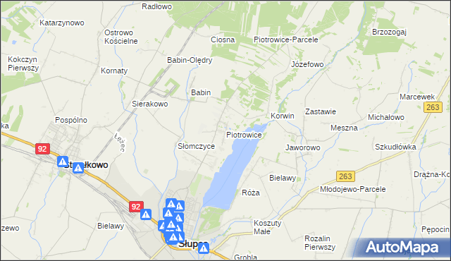mapa Piotrowice gmina Słupca, Piotrowice gmina Słupca na mapie Targeo