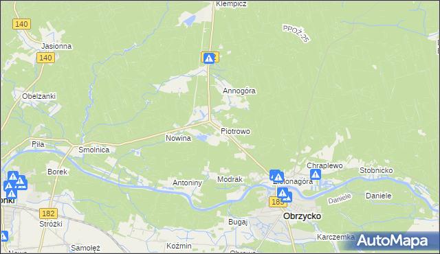 mapa Piotrowo gmina Obrzycko, Piotrowo gmina Obrzycko na mapie Targeo