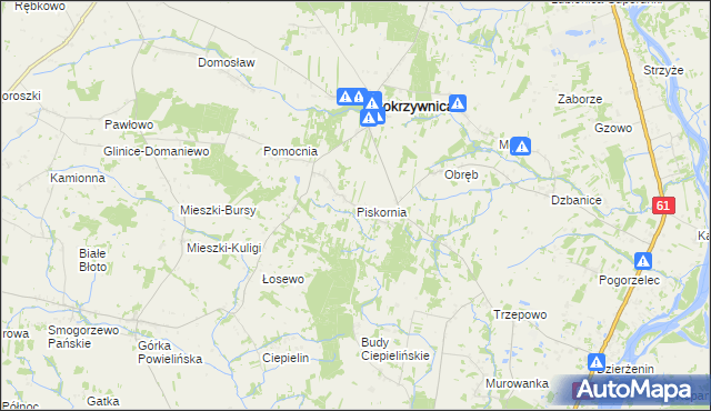 mapa Piskornia gmina Pokrzywnica, Piskornia gmina Pokrzywnica na mapie Targeo