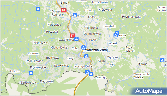 mapa Piwniczna-Zdrój, Piwniczna-Zdrój na mapie Targeo