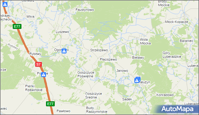 mapa Płaciszewo, Płaciszewo na mapie Targeo