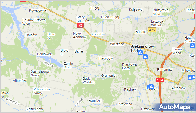 mapa Placydów, Placydów na mapie Targeo