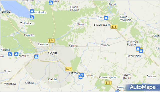 mapa Plebanka gmina Gąbin, Plebanka gmina Gąbin na mapie Targeo